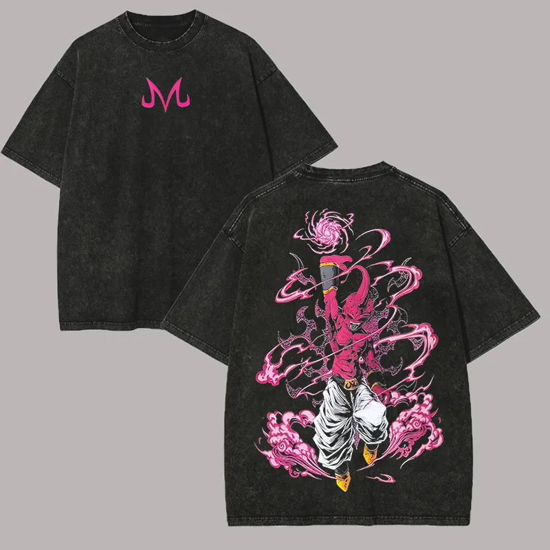 Acid Wash Vintage Graphic T Shirt - Kaos Kid Buu Dragon Ball Z