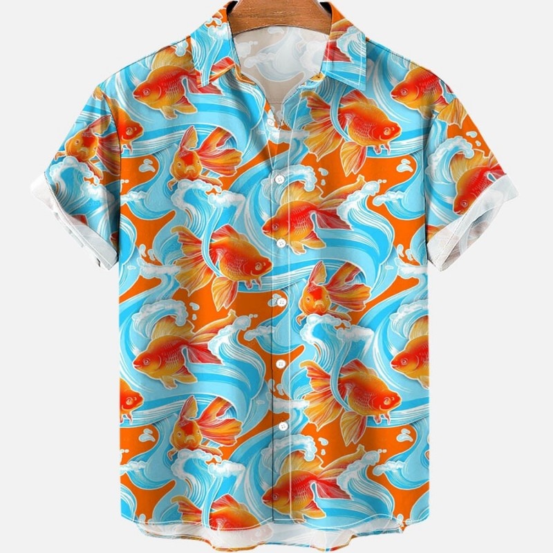 Kemeja Hawaii Ikan Koi Bunga M - Vintage Hawaiian Floral Shirt ulasan dan harga
