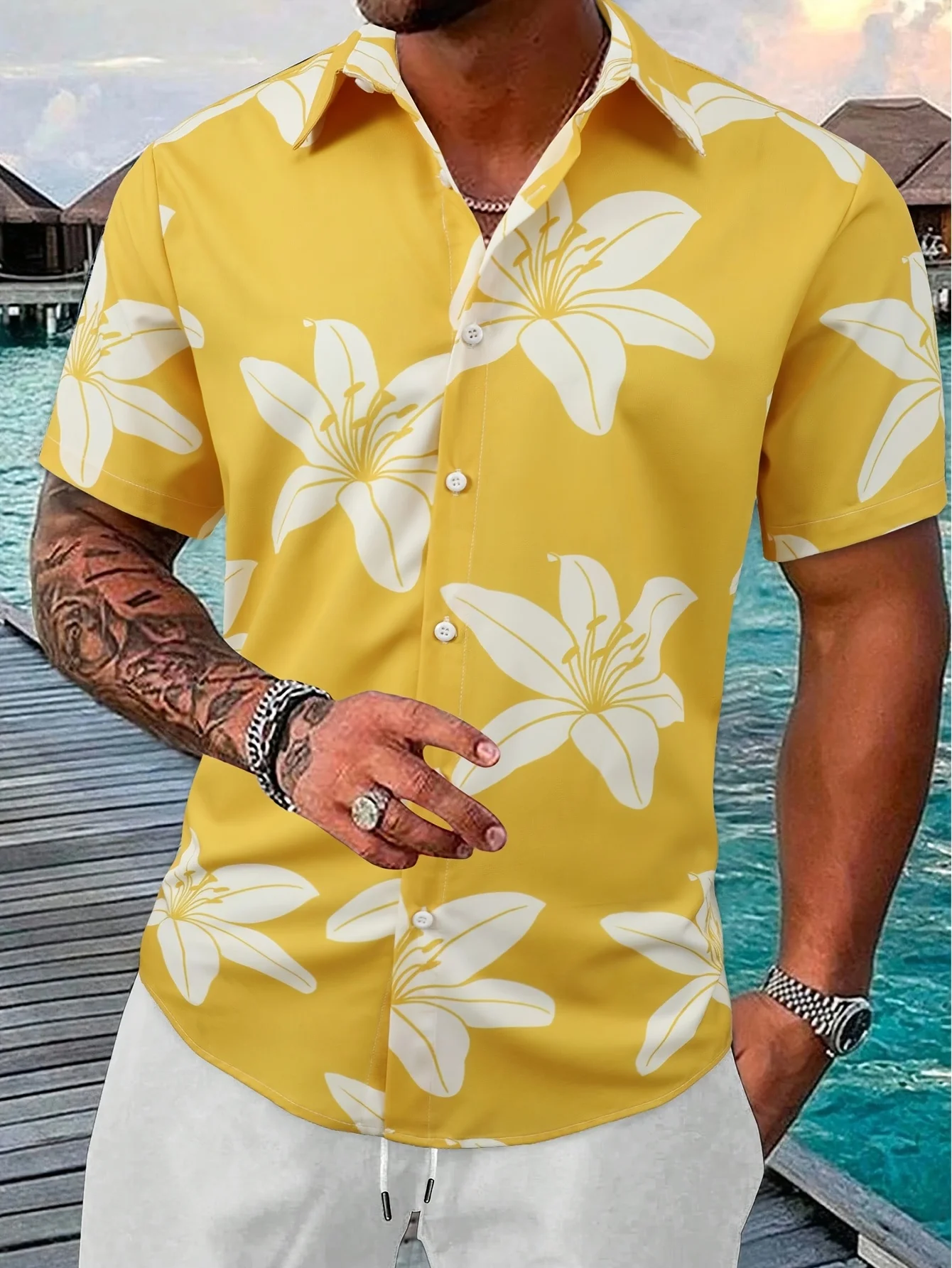 Kemeja Hawaii Aloha Ukuran Bes - Vintage Hawaiian Floral Shirt ulasan dan harga