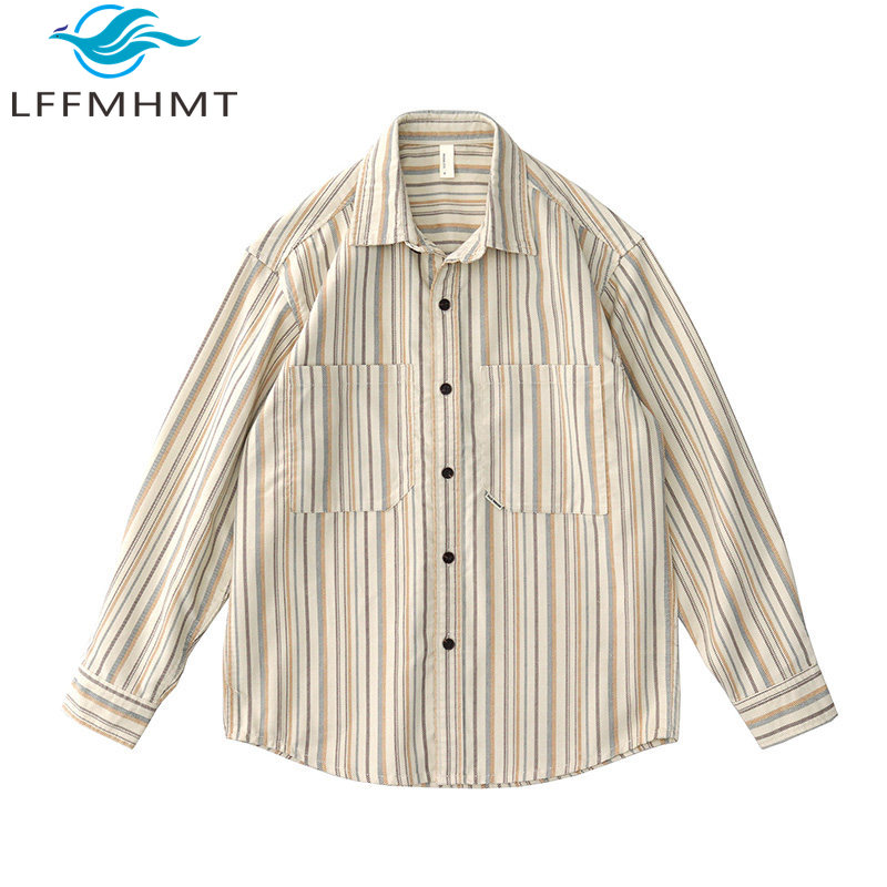 Kemeja Lengan Panjang Bergaris - Corduroy Button Up Shirt Men ulasan dan harga