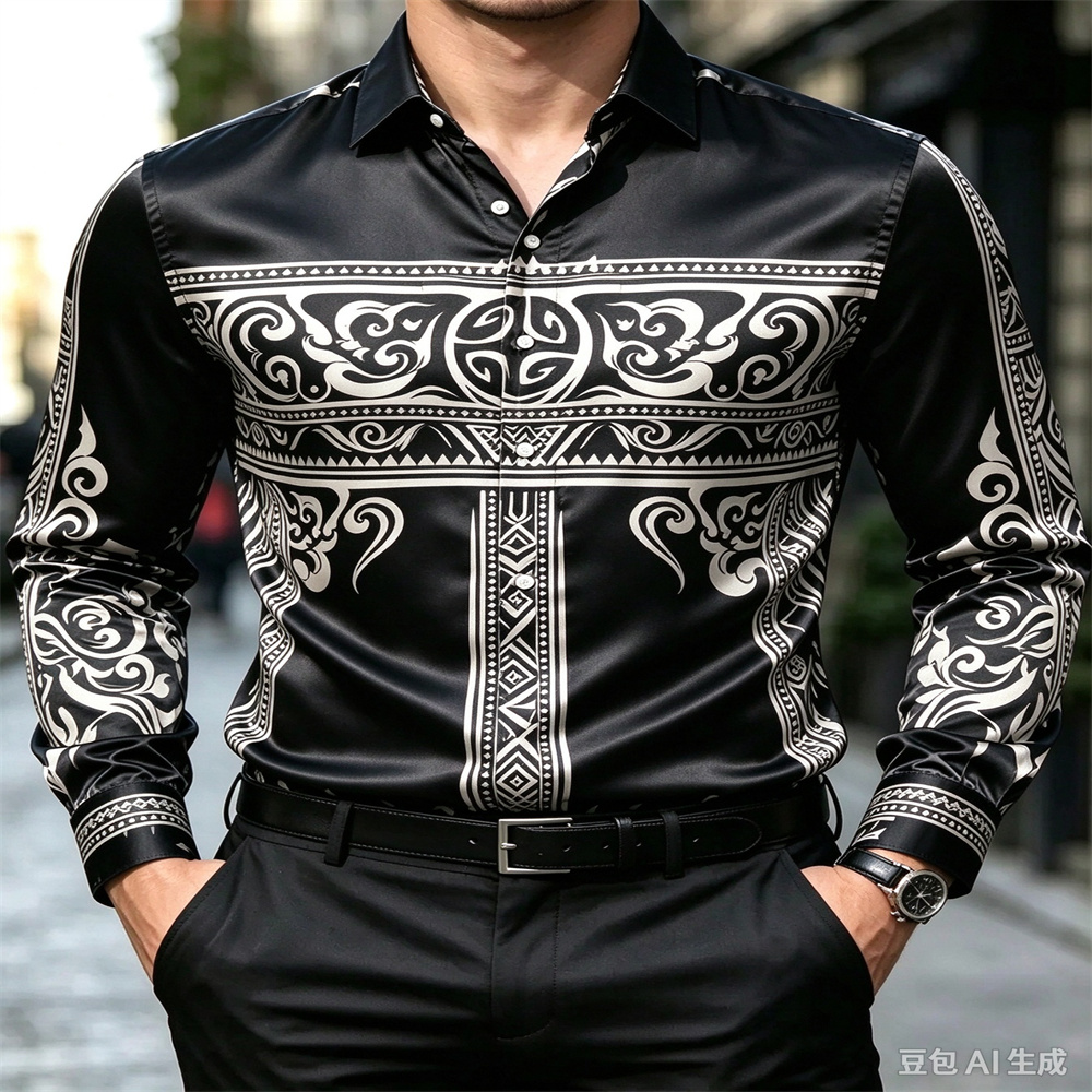 Kemeja Pria Satin Mewah, Kemej - Mens Satin Silk Dress Shirt ulasan dan harga