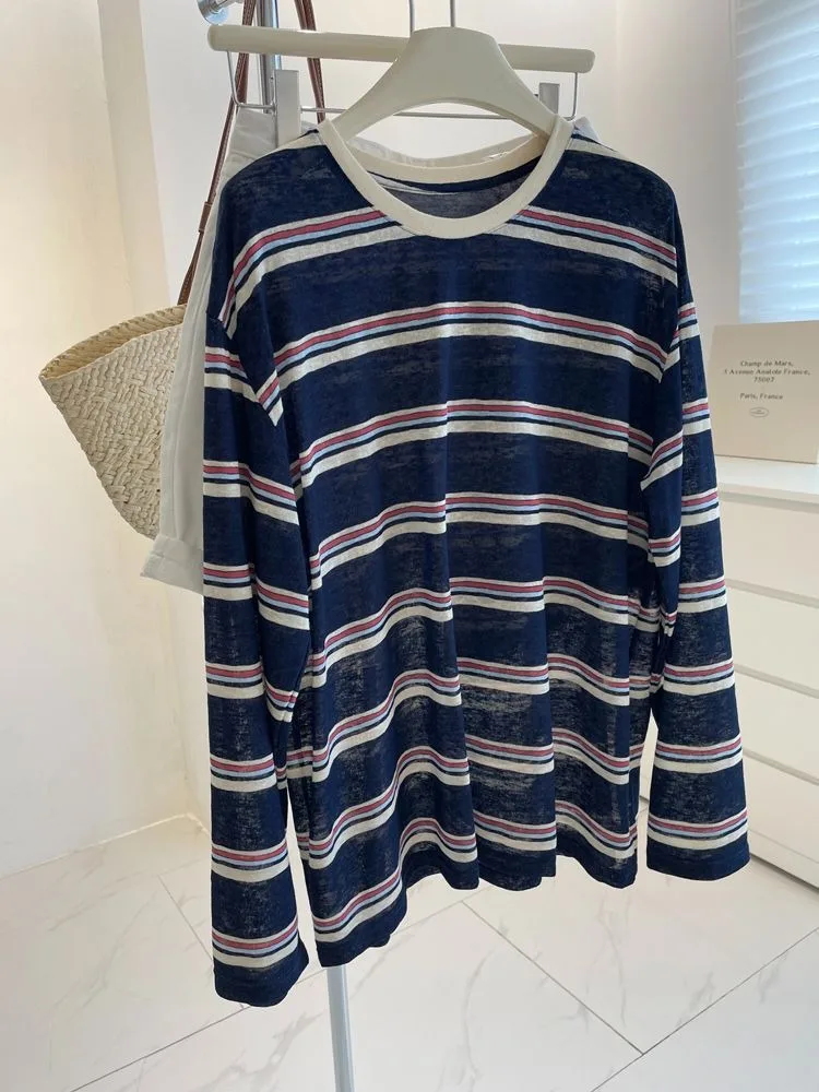 Atasan Lengan Panjang Bergaris - T-Shirts ulasan dan harga