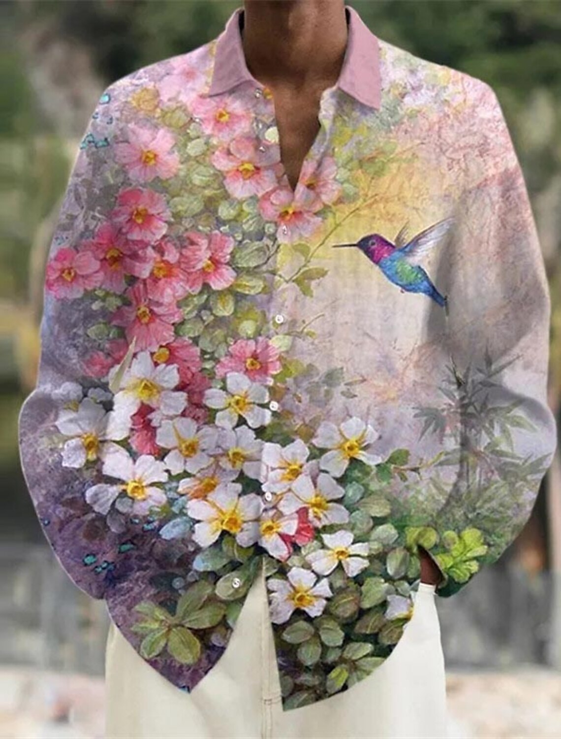 Kemeja pria kemeja Linen pakai - Vintage Hawaiian Floral Shirt ulasan dan harga