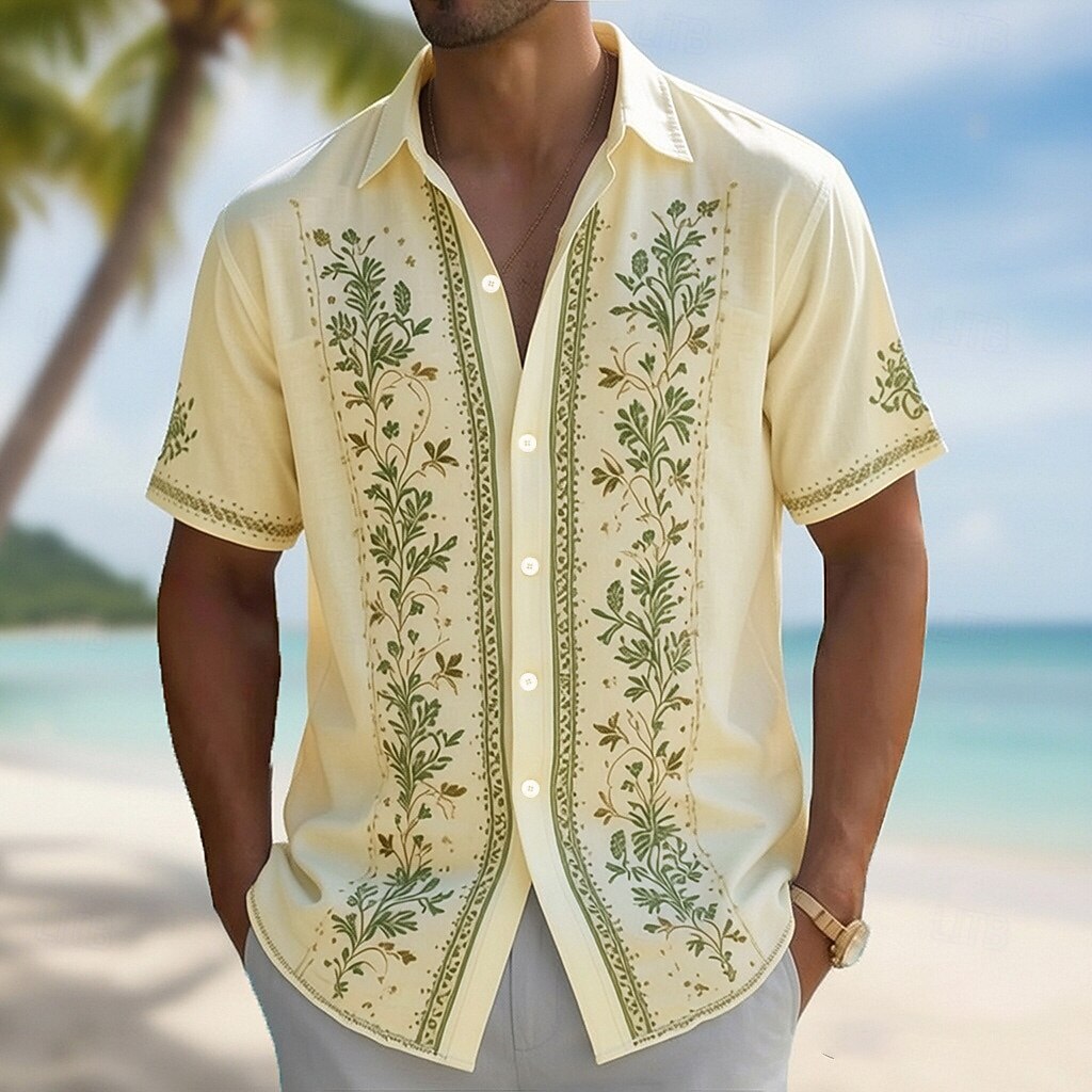 Kemeja Hawaii Pria Kerah Turnd - Vintage Hawaiian Floral Shirt ulasan dan harga