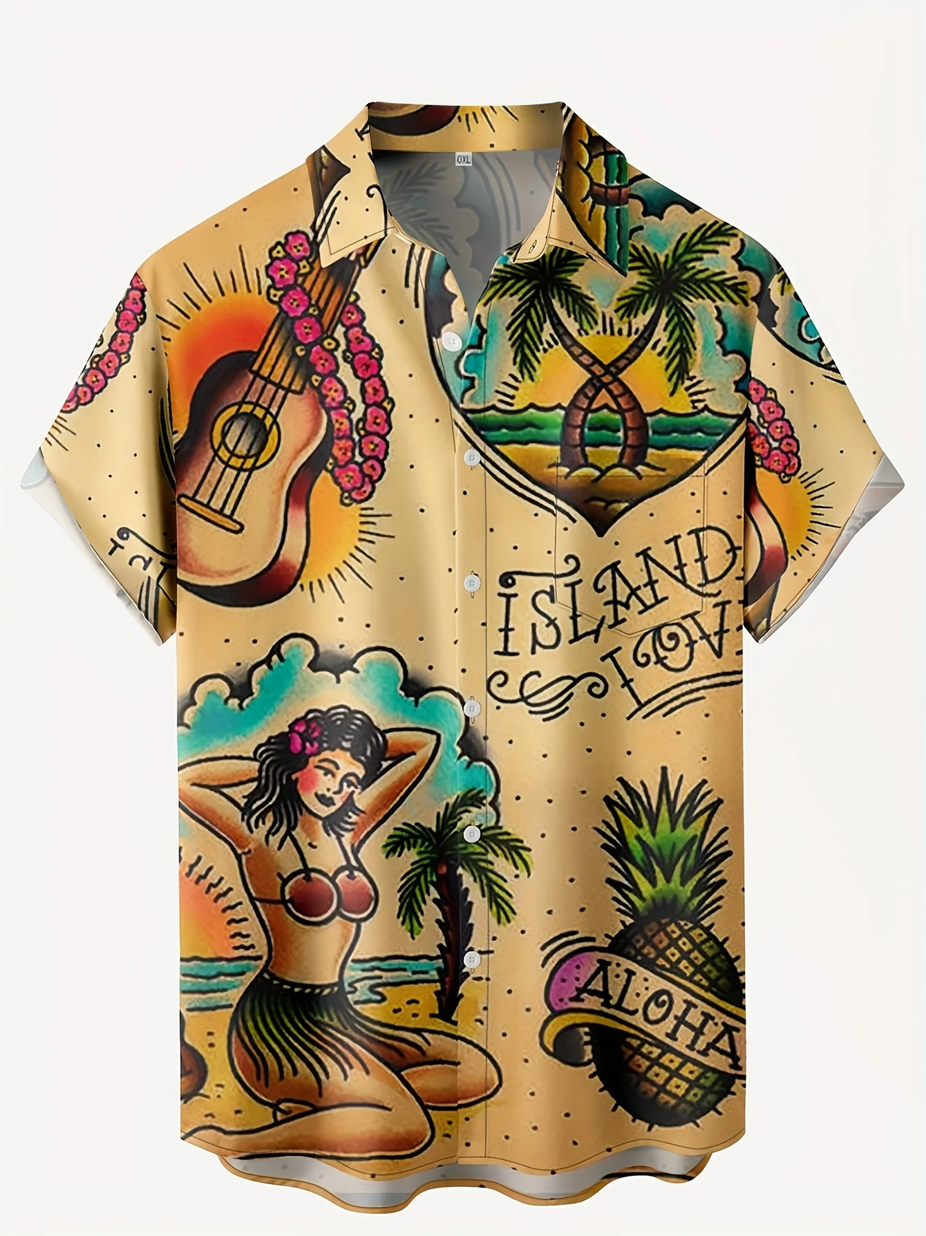 Kemeja Hawaii Pria Motif Tato  - Vintage Hawaiian Floral Shirt ulasan dan harga